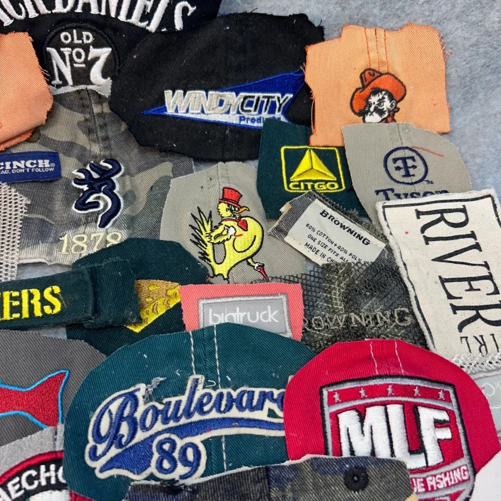 50+ Embroidered Hat Logo Lot Cutouts Crafts Quilting Upcycle Sports Brands